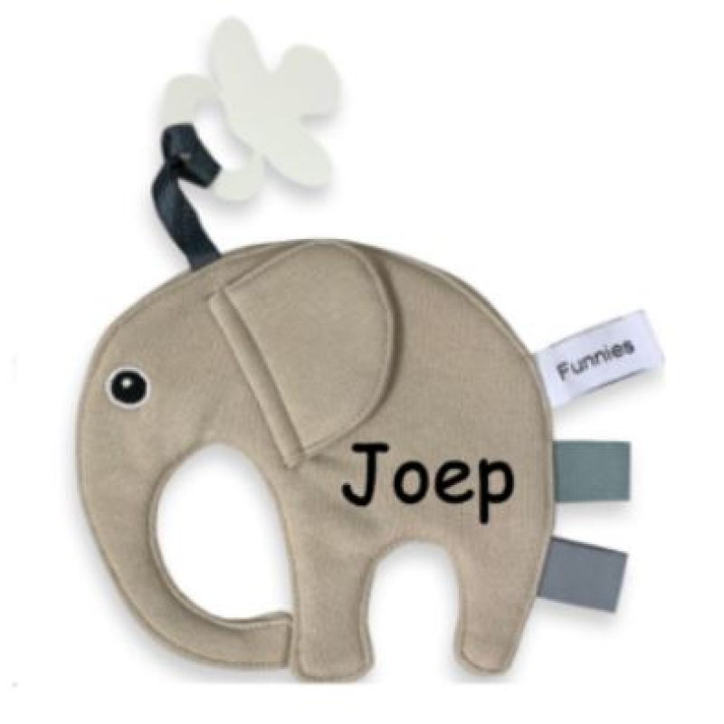 Tutdoek speendoek met naam (cream) - olifant